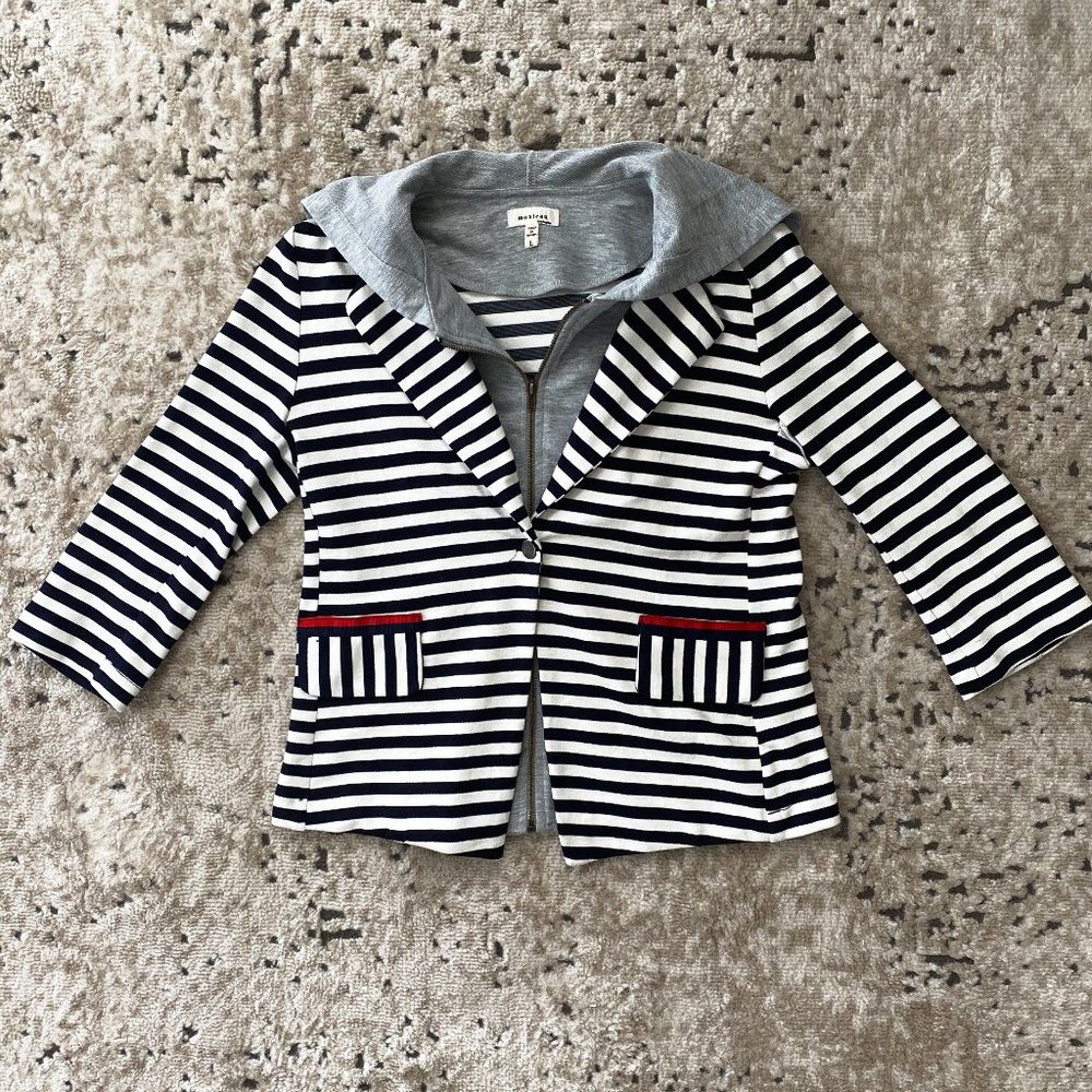 Big Girls Striped Blazer & Detachable Hoodie